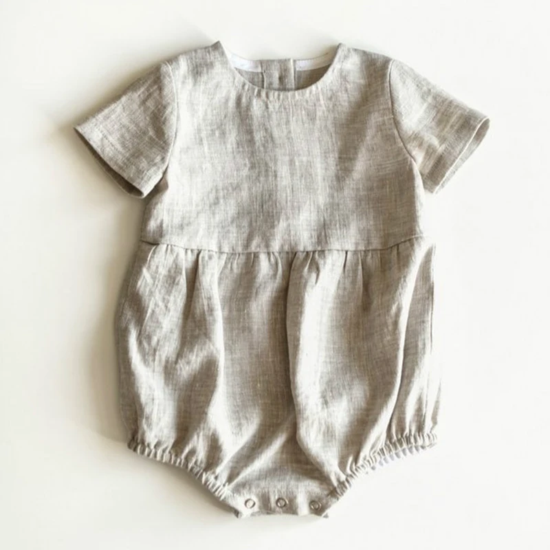 Baby Romper Boys Girls Solid Cotton Linen Summer Baby Jumpsuit Baby Bodysuit Baby Clothing 0-24 Months