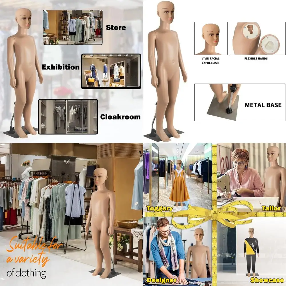 

Realistic Full Body Child Mannequin Adjustable Detachable Display with Metal Base