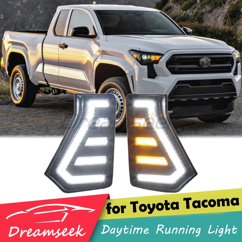 

Pair LED Daytime Running Light DRL for Toyota Tacoma N400 2024 2025 2026 Front Bumper Fog Lamp Turn Signal Driving Light Blinker