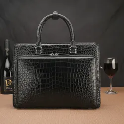 Crocodile Handbag With Double Zipper Briefcase Business Office Travel Document Men's Genuine Leather Bag сумка мужская портфель