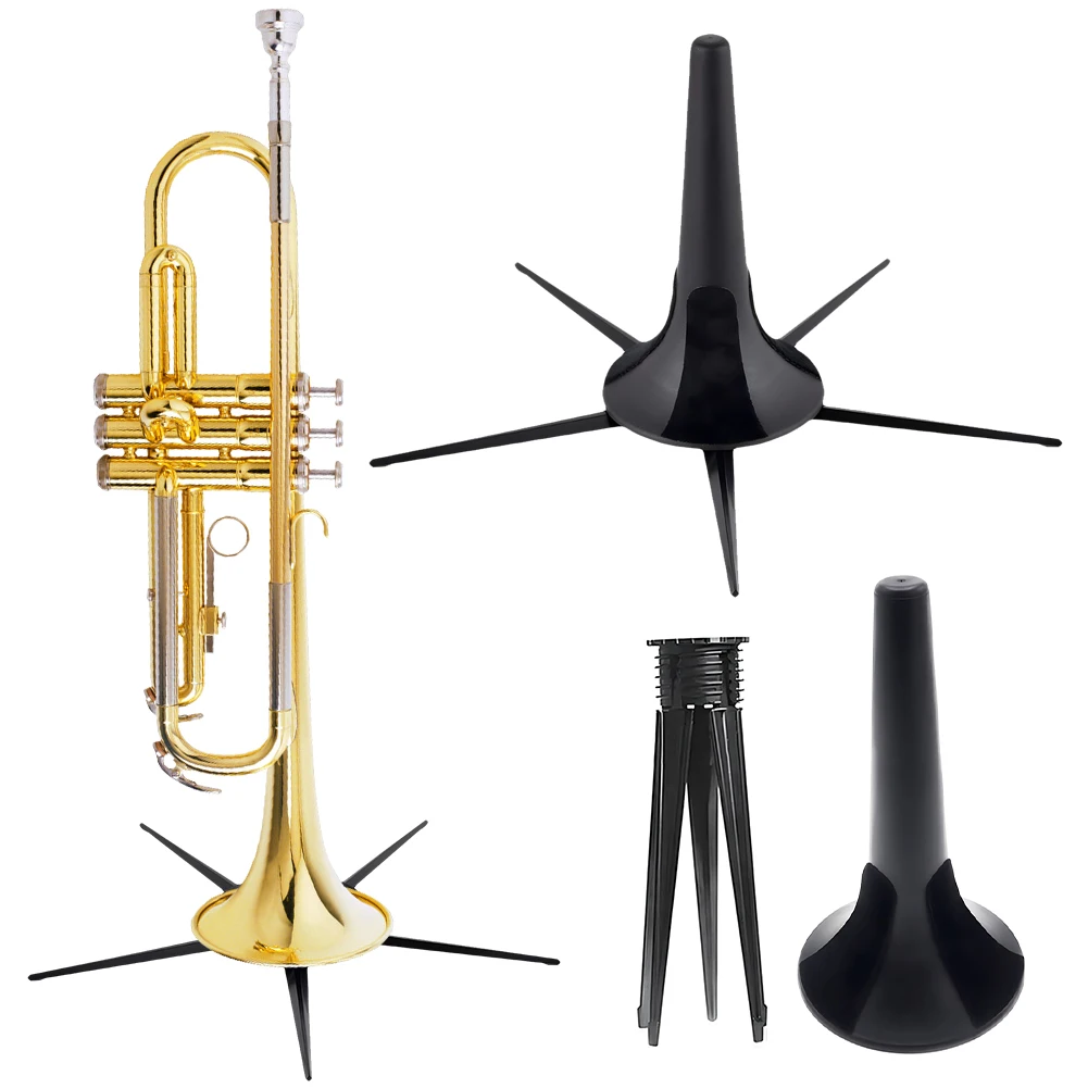 5 أرجل قابلة للطي حامل البوق مقاوم للماء حامل الكلارينيت المعدني أرجل ثابتة البوق قوس أسود للأدوات النحاسية #3