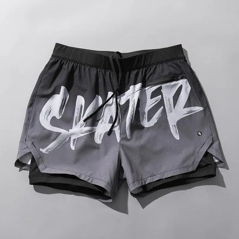メンズ防水ビーチパンツ-グラフィティデザイン-ホリデー水着-ダブルレイヤー伸縮性スポーツショーツ-おしゃれカジュアルスイムトランクス