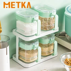 4-Piece Glass Spice Container Set Sealed Salt Bottle and Seasoning Storage Jars Clear Spice Pots for Kitchen Organization