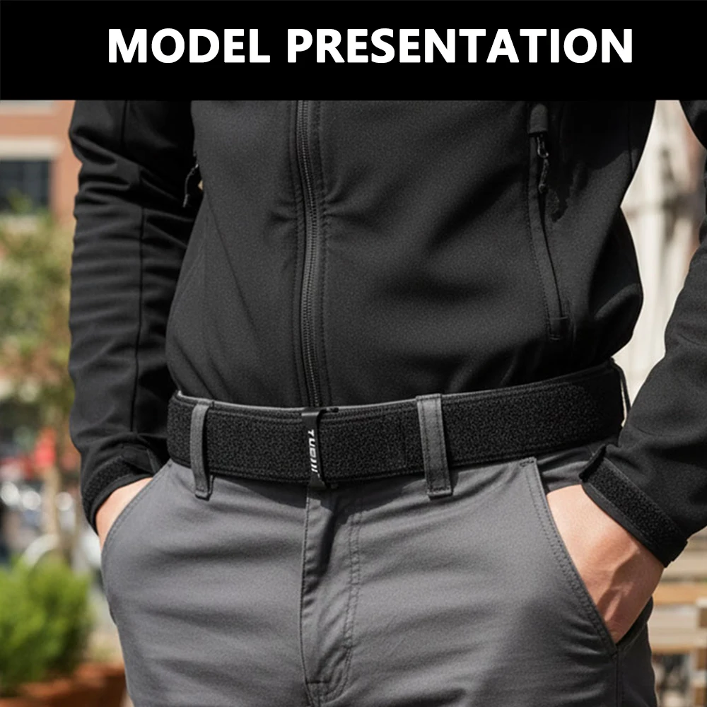 TUSHI Taktischer Gürtel 3,8 cm mit Halteclip, Innengürtel für Herren, Sport, Outdoor, Einsatzgürtel, Nylon-Hüftgurt, Jagdzubehör – Detail 1