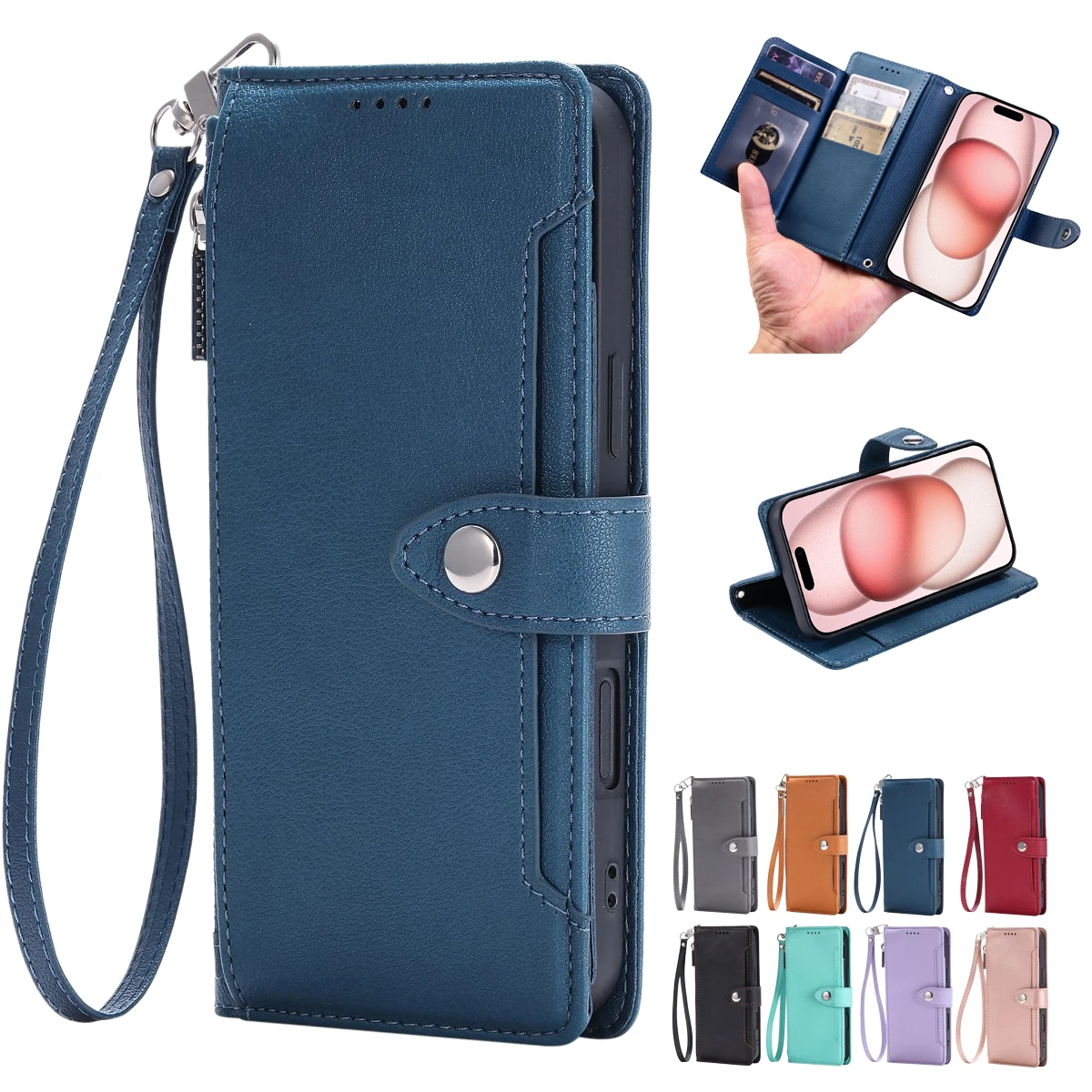 Wallet Cases for Samsung Galaxy S22 Pro S21 S20 FE Lite S30 Ultra S10E S8 S9 Plus Zipper Card Slot Stand Phone Case Cover capa