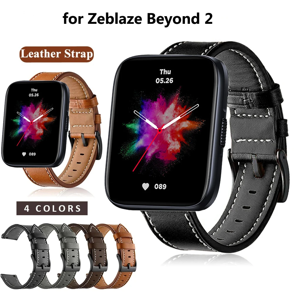 

22mm Leather Strap Watchband for Zeblaze Beyond 2 Smart Wriststrap Quick Releas Bracelet for Zeblaze Beyond Watches Accessories