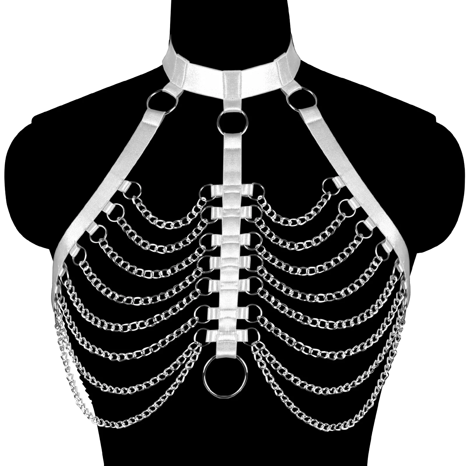 Women Goth Bondage Harness Body Cage Bra Harajuku Open Chest Elastic Body Harness Pole Dance Wear Body Chain Sexy Lingerie