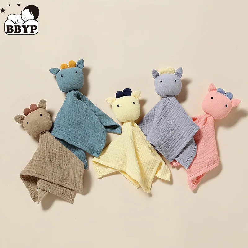 Newborn Baby Comforter Blanket Bear Calf Sleeping Dolls Cotton Muslin Soft Soothe Appease Towel for Infant Baby Bibs Burp Cloths