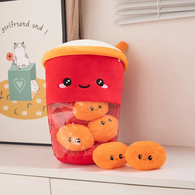 Kawaii Animal Balls Pudding Candy Bag Pillow Plush Stuffed Mini Doll Bubble Tea Cat Paw Tomatoes Puff Nap Plushie Pillow Gift