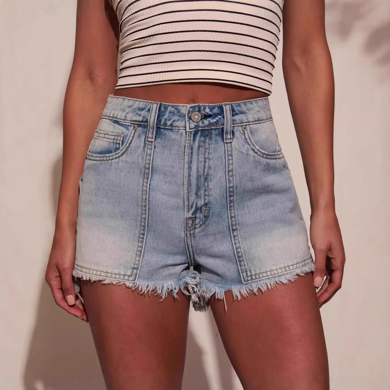 

Denim Pant Women Jeans Vintage Short Pants Slim Fit High Waist Trousers Y2k Streetwear Elegant Splice Work Casual Hole Sexy