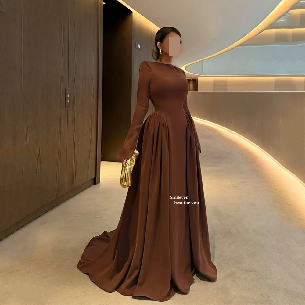 

Smileven Crepe Evening Dress Chiffon Long Sleeve Slim Prom Party Dresses Elegant Simple Maxi Prom Gowns 2025 Customized