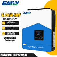 Easun Power Hybrid Solar Inverter 3.2 4 6.2KW 80 120A Mppt Charge 24 48V 220V Pure Sine Wave Off Grid Wifi Inverter 500V PvInput