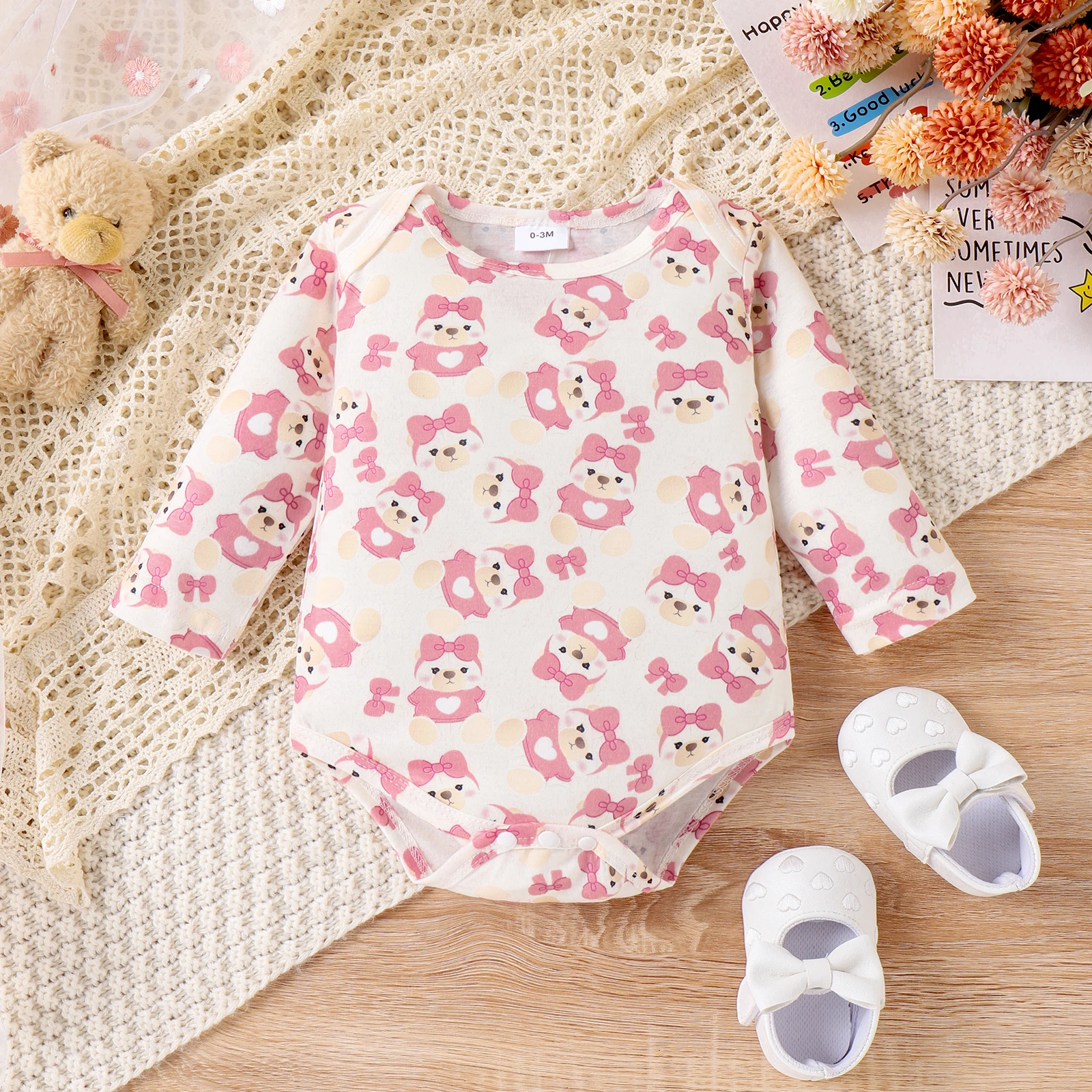 PatPat 2PCS Baby Girl Sweet Animal Pattern Top/ Pant Set