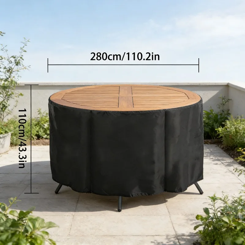 

210D Oxford Outdoor Round Table Cover Waterproof Dustproof Garden Furniture Protector for Patio Chairs & Sets