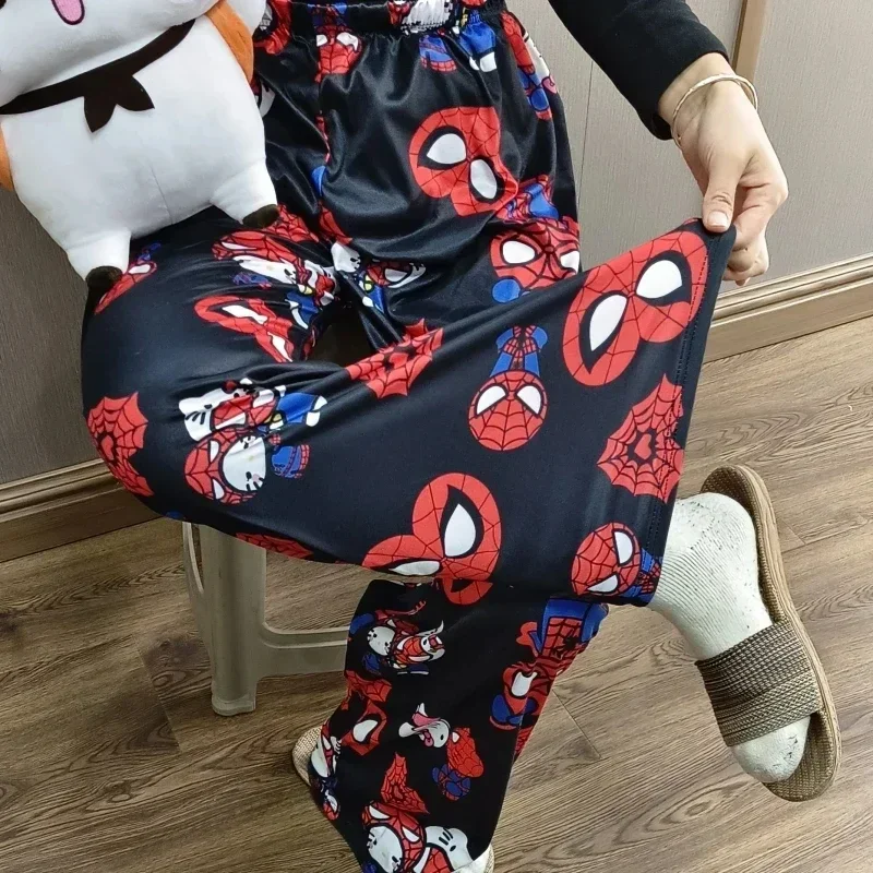 New Hellokitty Cotton Loose Ladies Pajama Marvel Spider Man Pants Pyjama Trousers Women Men Sleep Bottoms Lounge Wear Spring