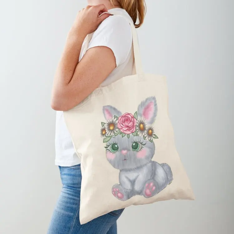 

Cute Spring Bunny Kawaii Easter Rabbit Tote Bag woman shopping bag Woman shopper bag sac pour femme ecological bags
