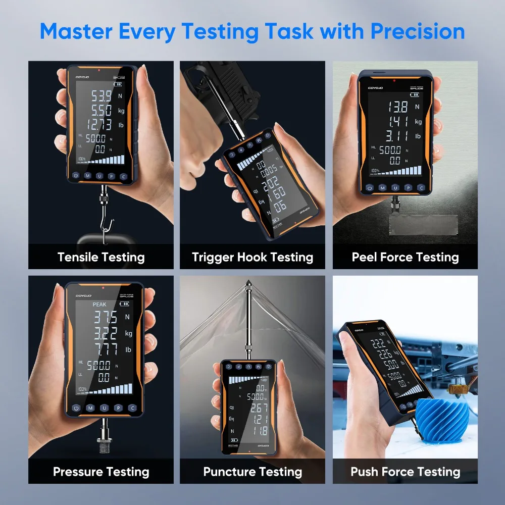 500N مقياس القوة الرقمي HD شاشة كبيرة المحمولة دفع سحب مقياس القوة 500N/50 كجم/110lbf دينامومتر 0.1N/ 0.01 كجم/0.01lb #6