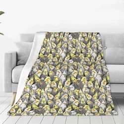 Super Warm Blankets Picnic Cockatiels Galore Throw Blanket Bird Cute Animal Flannel Bedspread Bedroom Aesthetic Sofa Bed Cover