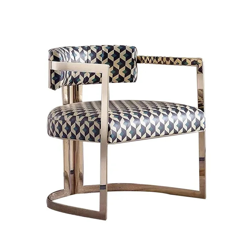

Italian light luxury home dining chair designer stainless steel villa modern simple fabric back chair hotel leisure chair