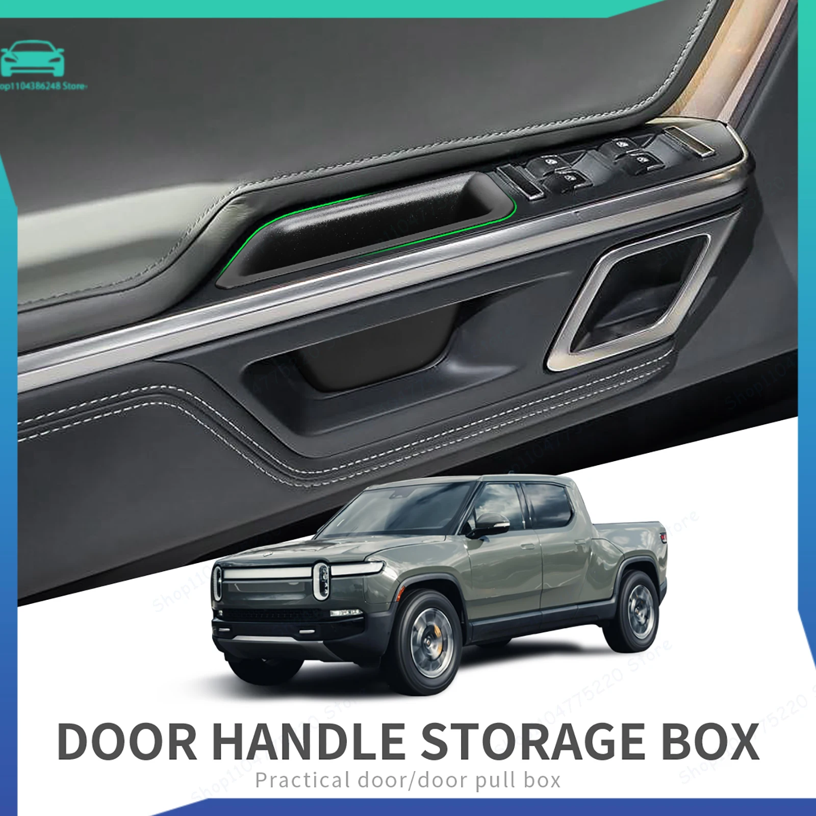 

Front Door Handle Storage Box Car Side Armrest Organizer Container Tray Accessories For RIVIAN R1S R1T