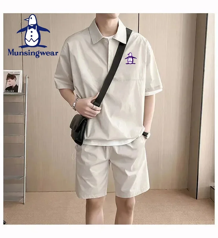 Munsing Wear High Quality Summer Men\'s Golf Sports Set Short Sleeved T-shirt+shorts Men\'s Golf Suit Running Training Suit Set