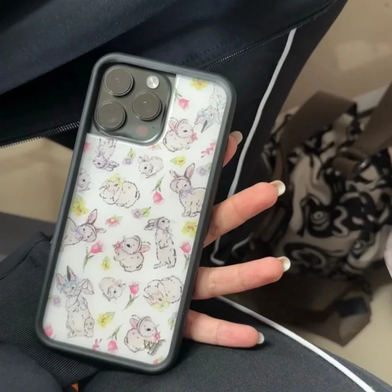 Wildflower Bunnies Bonnets Phone Case For iPhone 11 12 18 13 14 15 16 17 Pro Max Plus WF Full Screen Rabbit Bunny Flower Cover