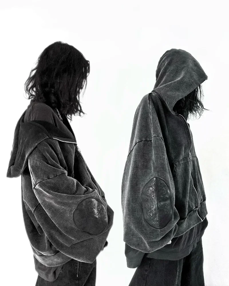 

Американская уличная ретро стирка старая широкая шляпа мужские толстовки Y2K гот Harajuku верхняя индивидуальная одежда пара модная толстовка