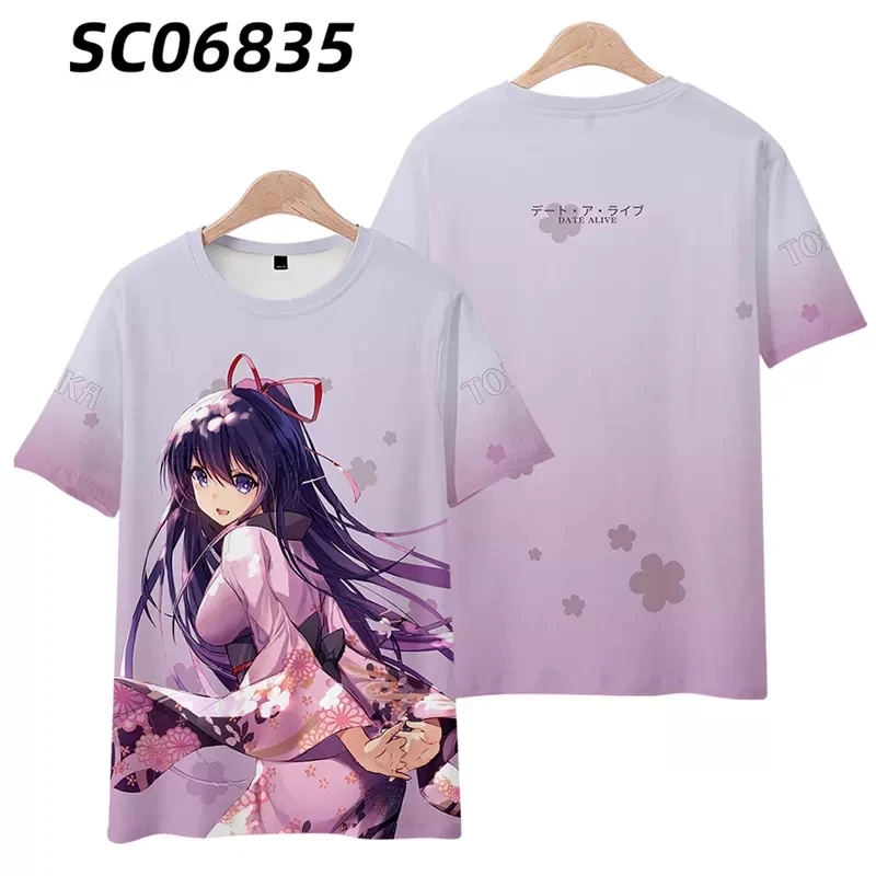 DATE A LIVE Anime Short Sleeve T-Shirt Casual Sweatshirt Adult COS Full Color Plus Size Fashion Clothes