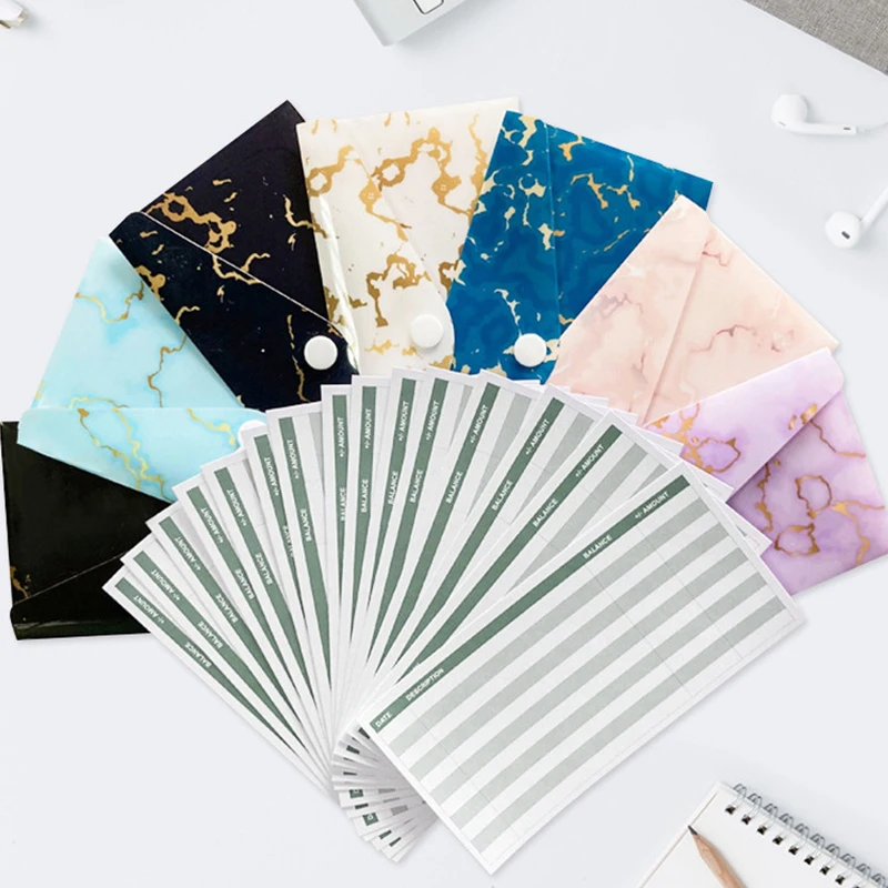 15pcs Budget Sheets Envelope PVC Consumption Form Small Business Supplies High-grade Wedding Invitation Extract Envelopes