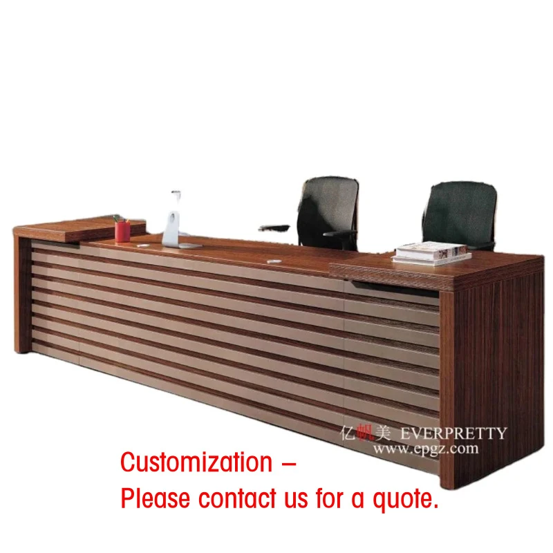 custom.Office Furniture Wooden Office Reception Table  Office Desk with Dark Wood Top and Minimalist Design