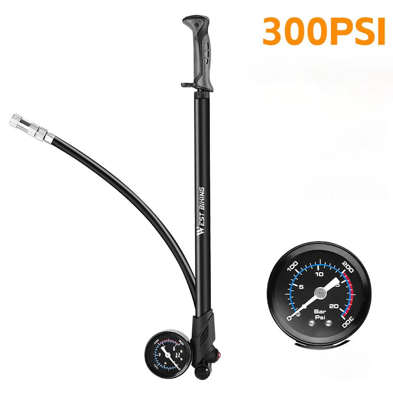 Thinkrider Portable High-Pressure 300psi Bike Air Pump With Gauge For Fork & Rear Suspension Shock Absorber Mountain Bicycle