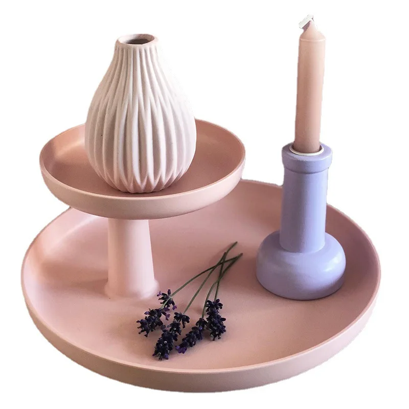 

Classic double-layer rotatable tray, desktop creative fruit tray design feeling pearlescent dinner romantic tray