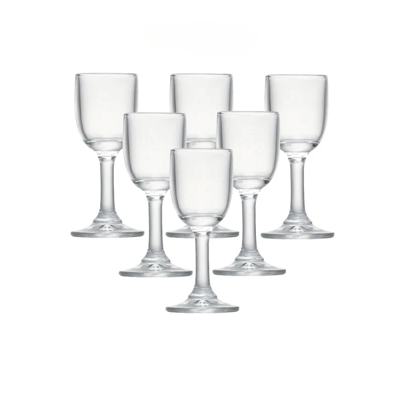 25ml 6PCS Goblet Glass Cup Set Lead-Free Glass Shot Glasses with Stem Liquor Glass Sets for Drinkware Wedding Family Bar Party