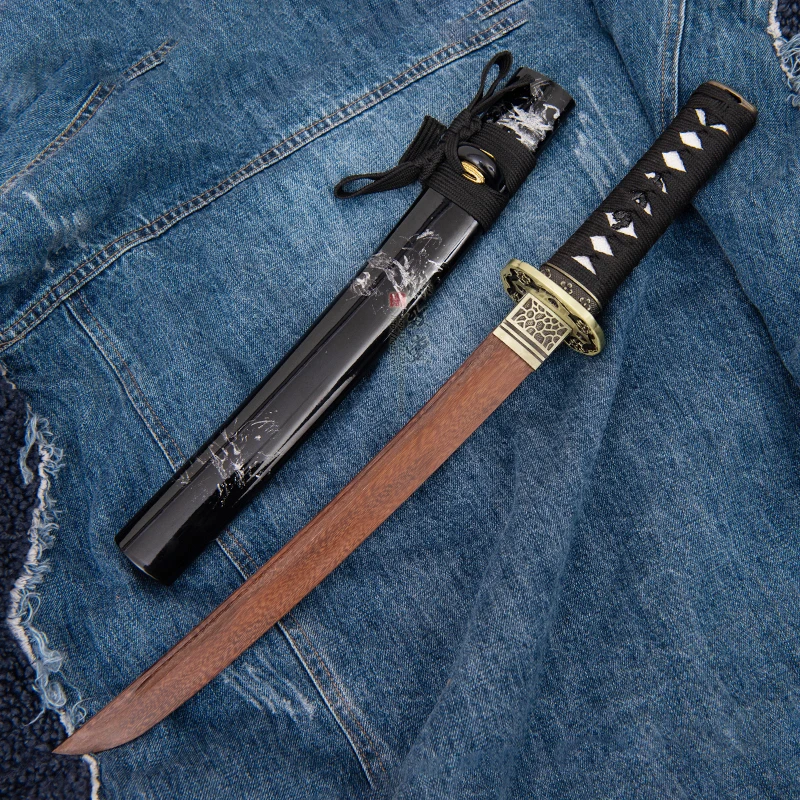 53Cm Kntana Korte Wakizashi Met Palissander Blad Zinklegering Fittingen Cosplay Prop Korte Houten Mes Speelgoed Jongen Geschenken