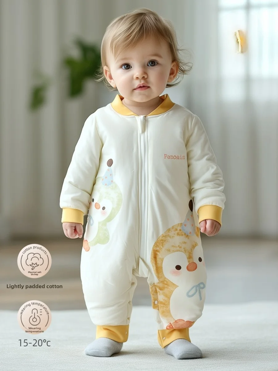Newborn Baby Winter Autumn Sleepwear, 50g Cotton Padded Infant Romper, Warm Thickened One-piece Pajamas for Toddlers