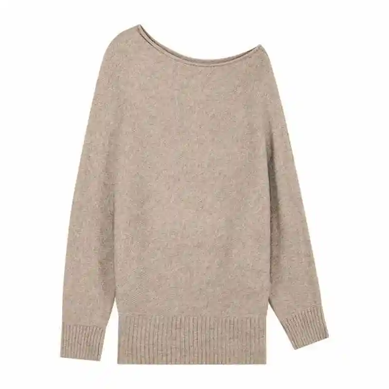 Deeptown sexy schulter freie Frauen pullover koreanische Strickwaren lässig übergroße Langarm pullover elegante Slash Neck Trikots