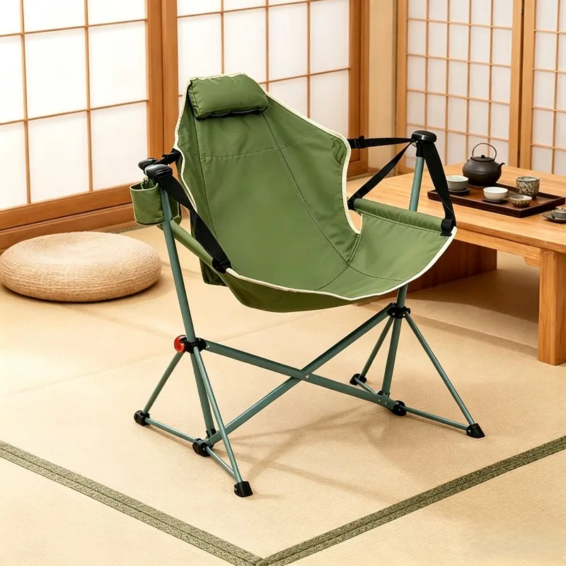 Portable Folding Rocking Chair Leisure Rest Swing Chair for Indoor Patio Outdoor Camping Garden Balcony Relax Use