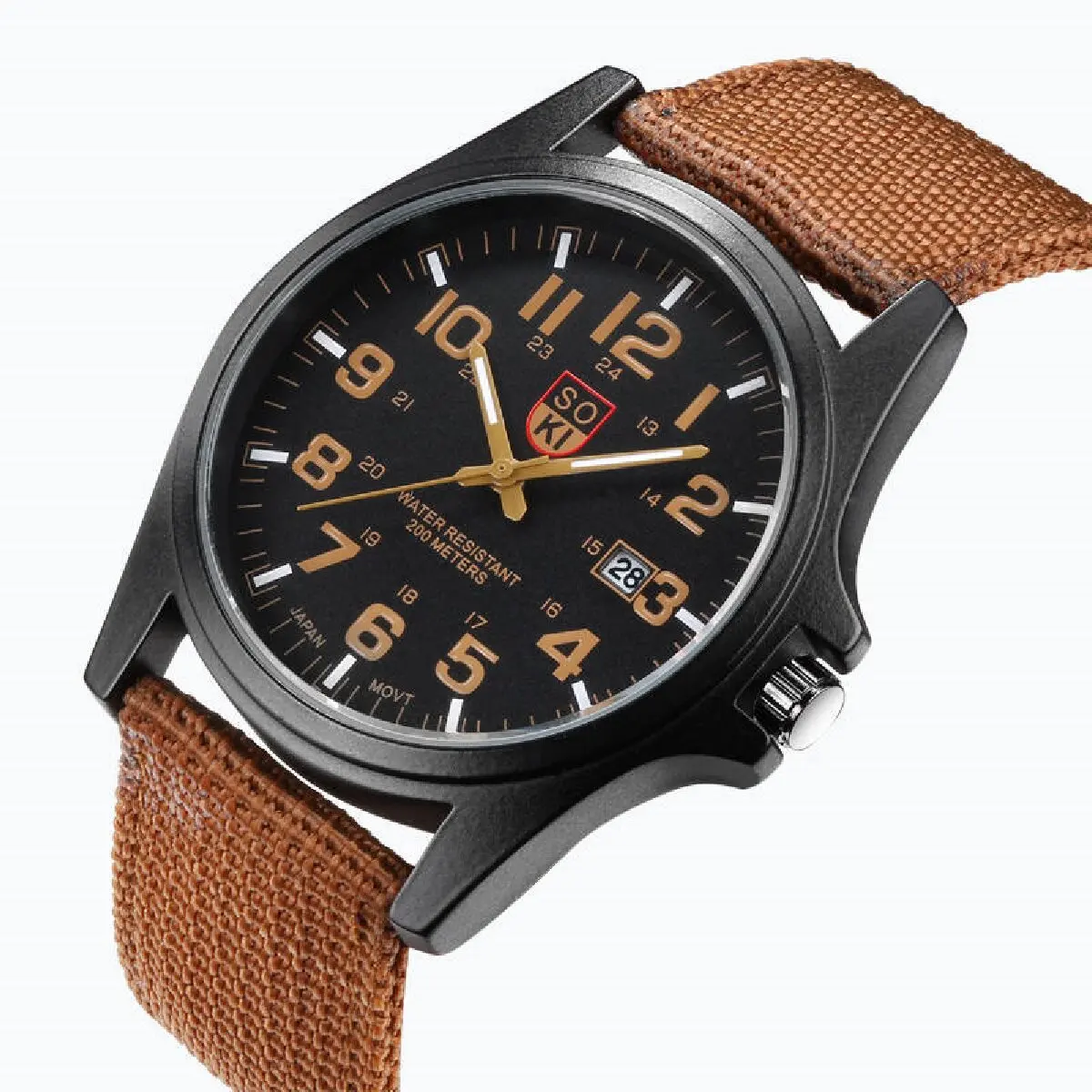 Montre militaire suisse pour homme, bracelet en nylon tissé, montre à quartz de sport avec calendrier, mode