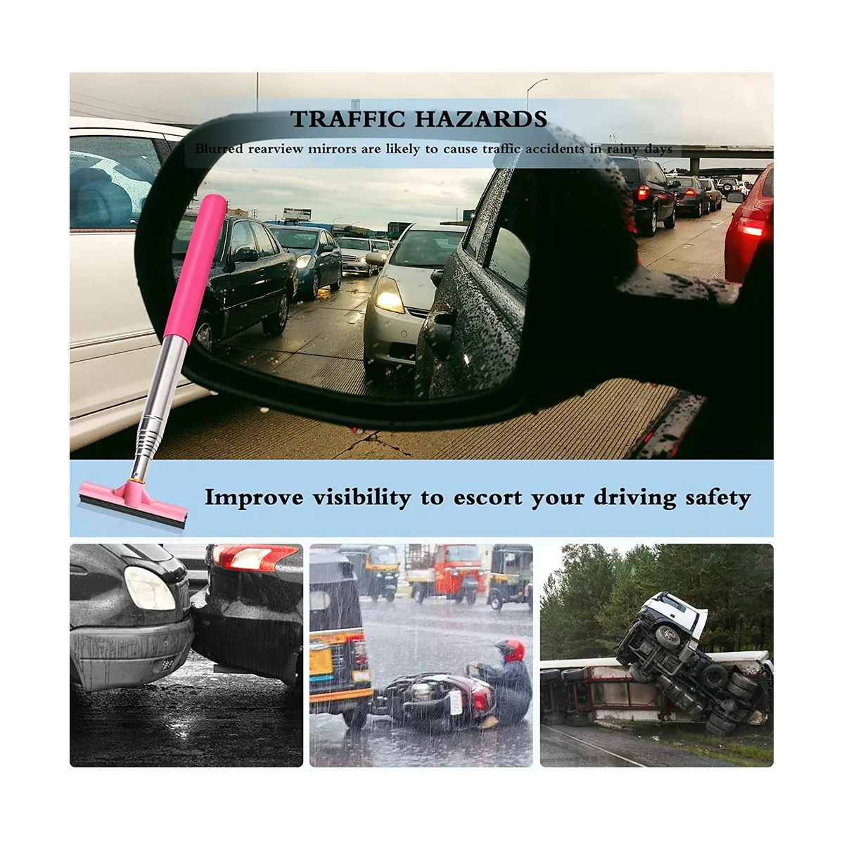 Car Side Mirror Squeegee Car Mirror Squeegee Portable Car Squeegee Car Rearview Mirror Wiper Telescopic Mini Squeegee