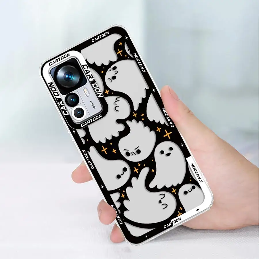 샤오미 레드미 노트 10S 10Lite 8 11 14 13 12 Pro Plus 12S 9 11S 10Pro용 만화 유령 투명 소프트 폰 케이스