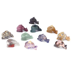 1 Piece Dolphin Statue Natural Stones Healing Crystals Rose Quartz Carved Animal Figurine Gemstone Crafts Collection Home Decor