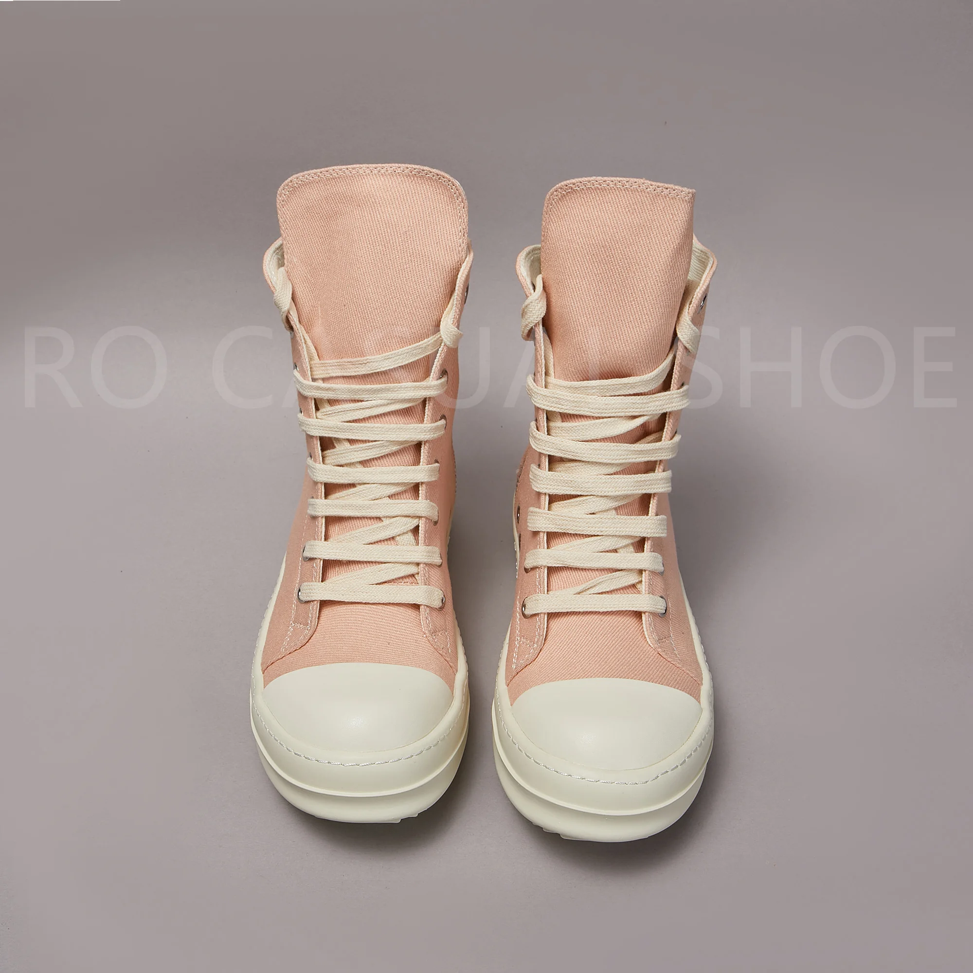 Ricks Outdoor Luxury Mid Pink Canvas High Top Quality Owens Men Shoe Lace Up Women Sneaker Casual Owens Design buty i buty