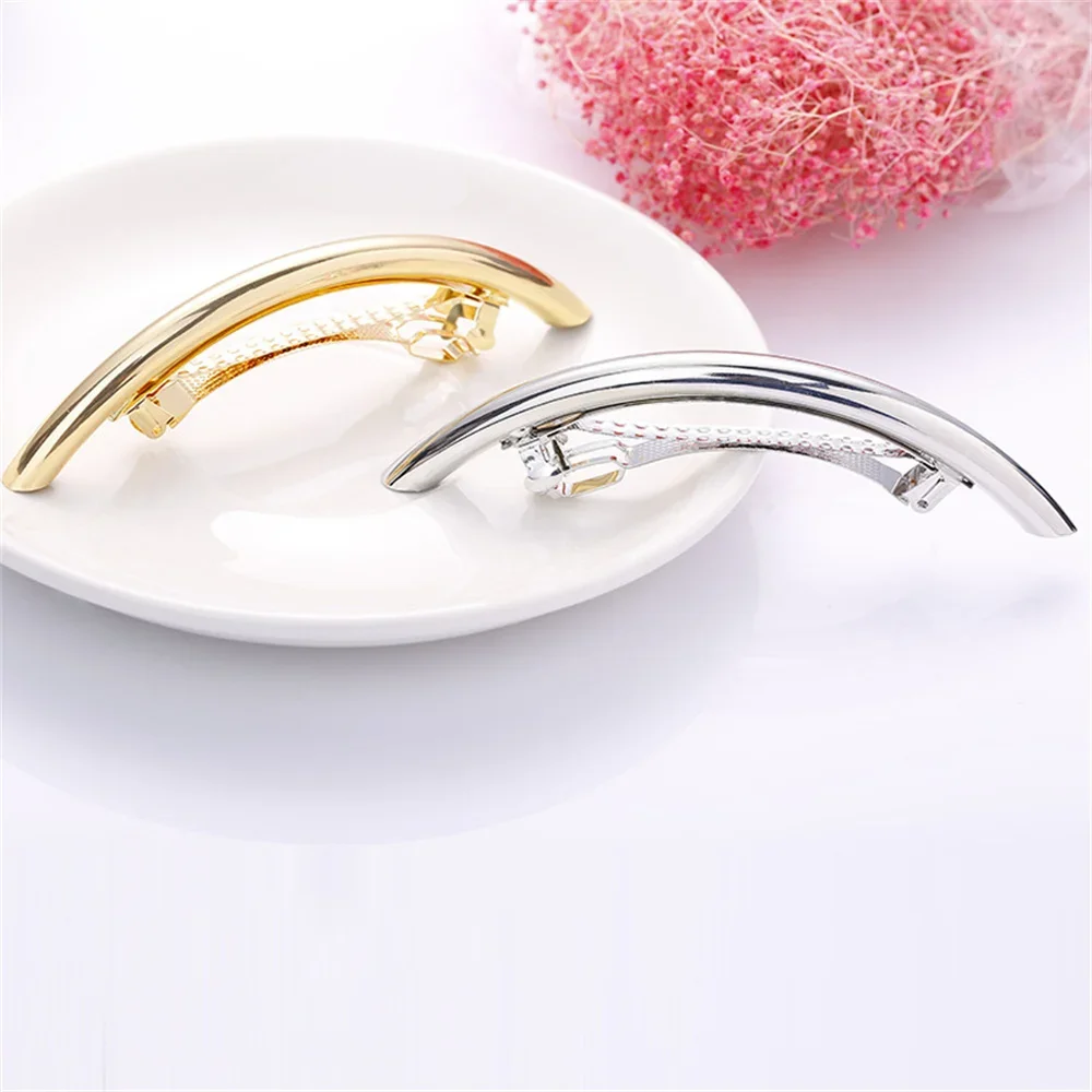 Hot Sale Fashion Women Girls Cool Long Women Hair Clips Metal Gold/Silver Plain Plated ARC Tube Big Hairgrip Hairpin Hair Clip