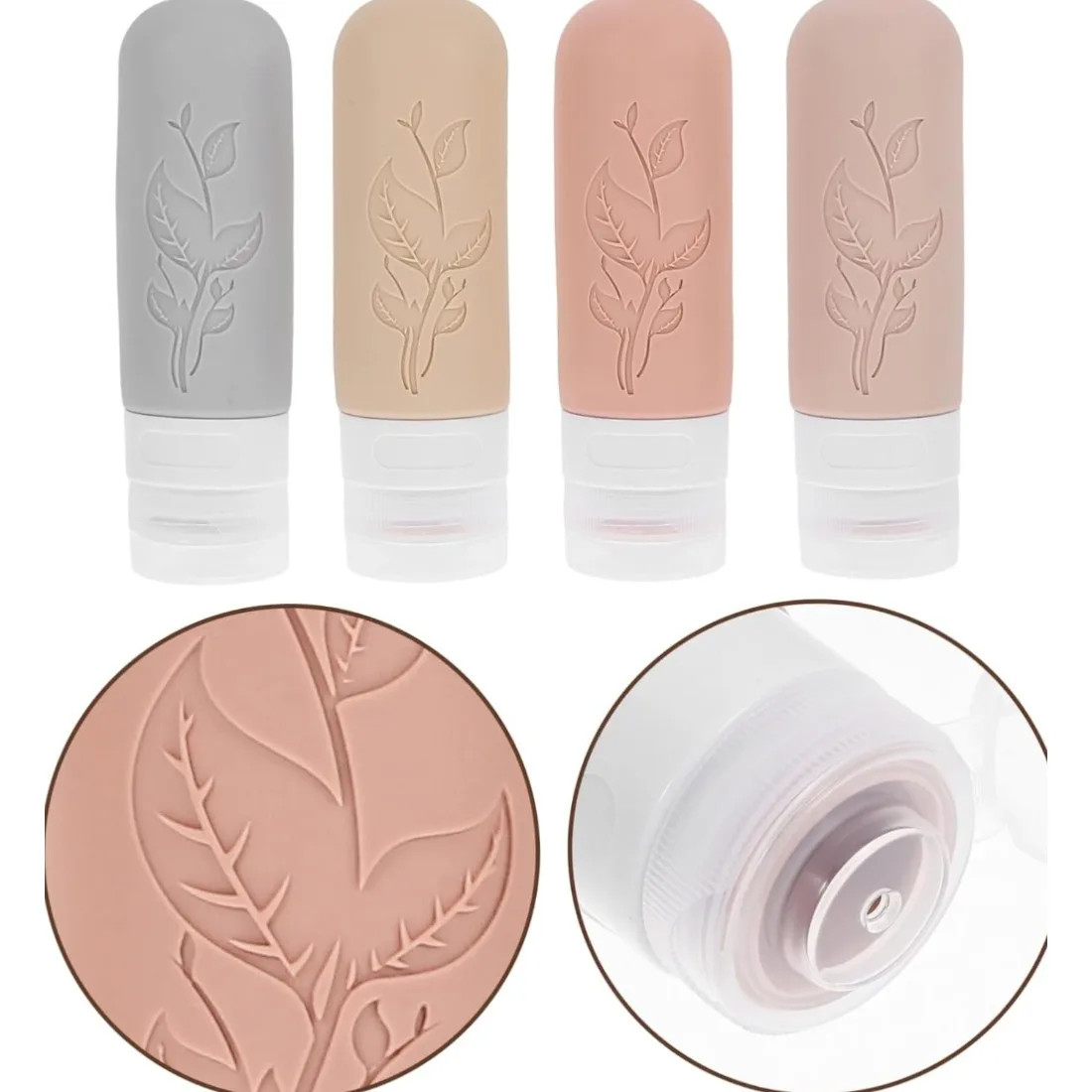 4pcs/set Silicone Travel Bottles Leak-Proof Liquid Squeezable containers shampoo conditioner shower gel Refillable Portable