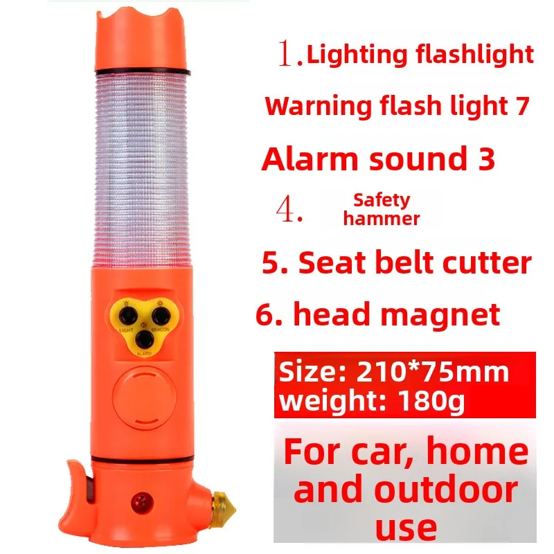 

Многофункциональный автомобильный фонарик, автомобильная пожарная аварийная звуковая и световая сигнализация, безопасный молоток, аварийный молоток 6-в-1, оконный выключатель