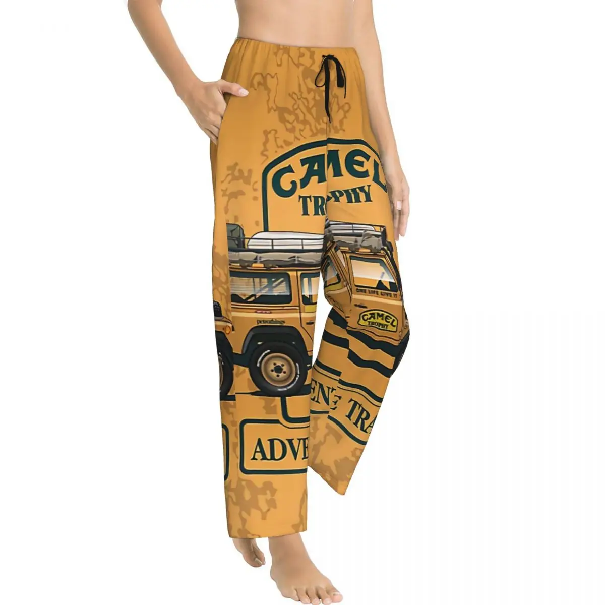 Pantalones de pijama personalizados de Camel Trophy para mujer, ropa de dormir con cintura elástica, pantalones de dormir con bolsillos