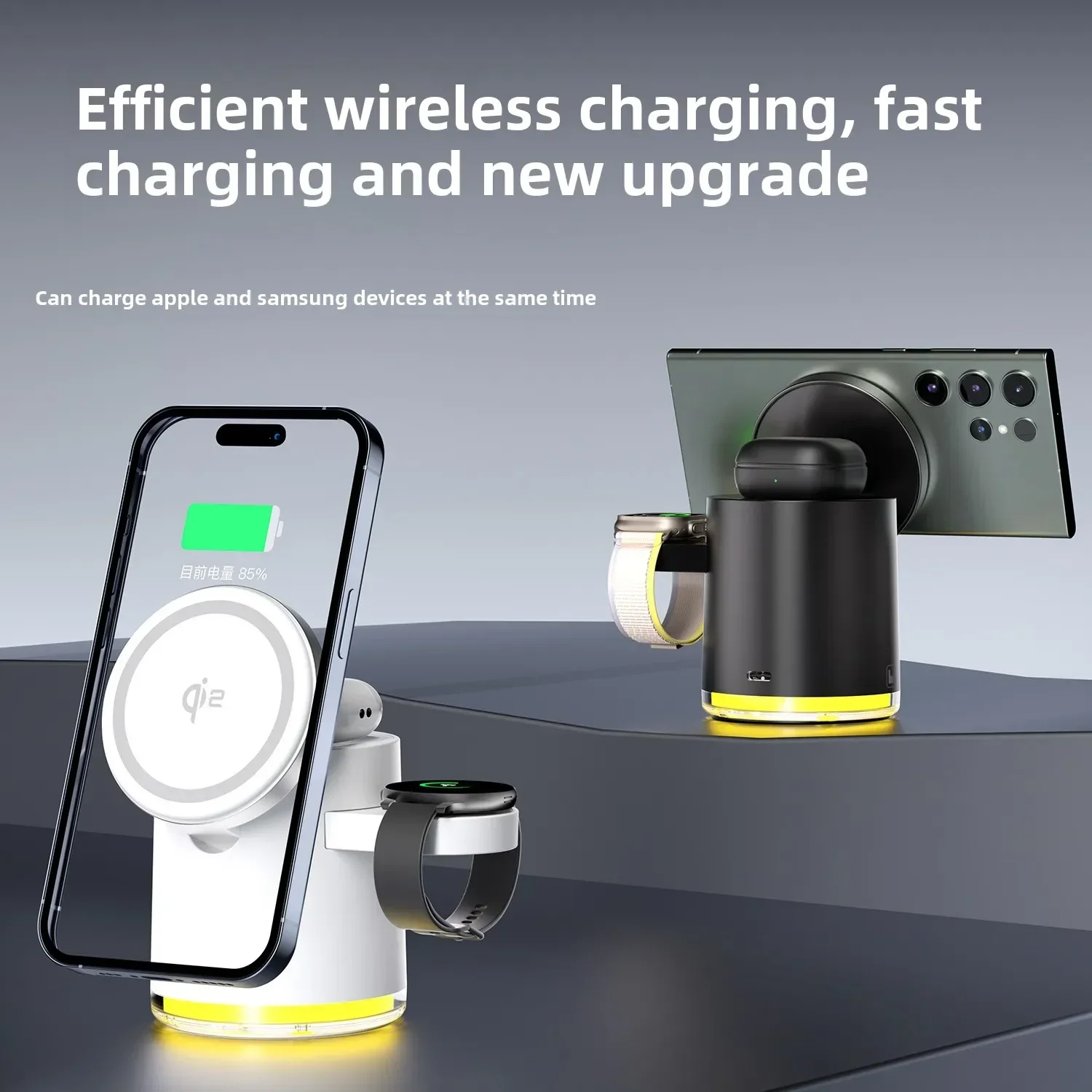 Wireless Chager 3 in 1  Fast Charging Station 3 in 1 Desktop Lamp Phone Holder Phone Chargers Iphone Charging Dock Watch Stand