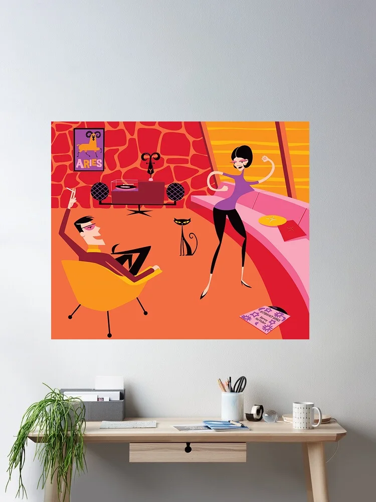 

Josh Agle Shag Fine, Print Art Canvas Poster- For Living Room Decoration - Home Wall Decor Picture