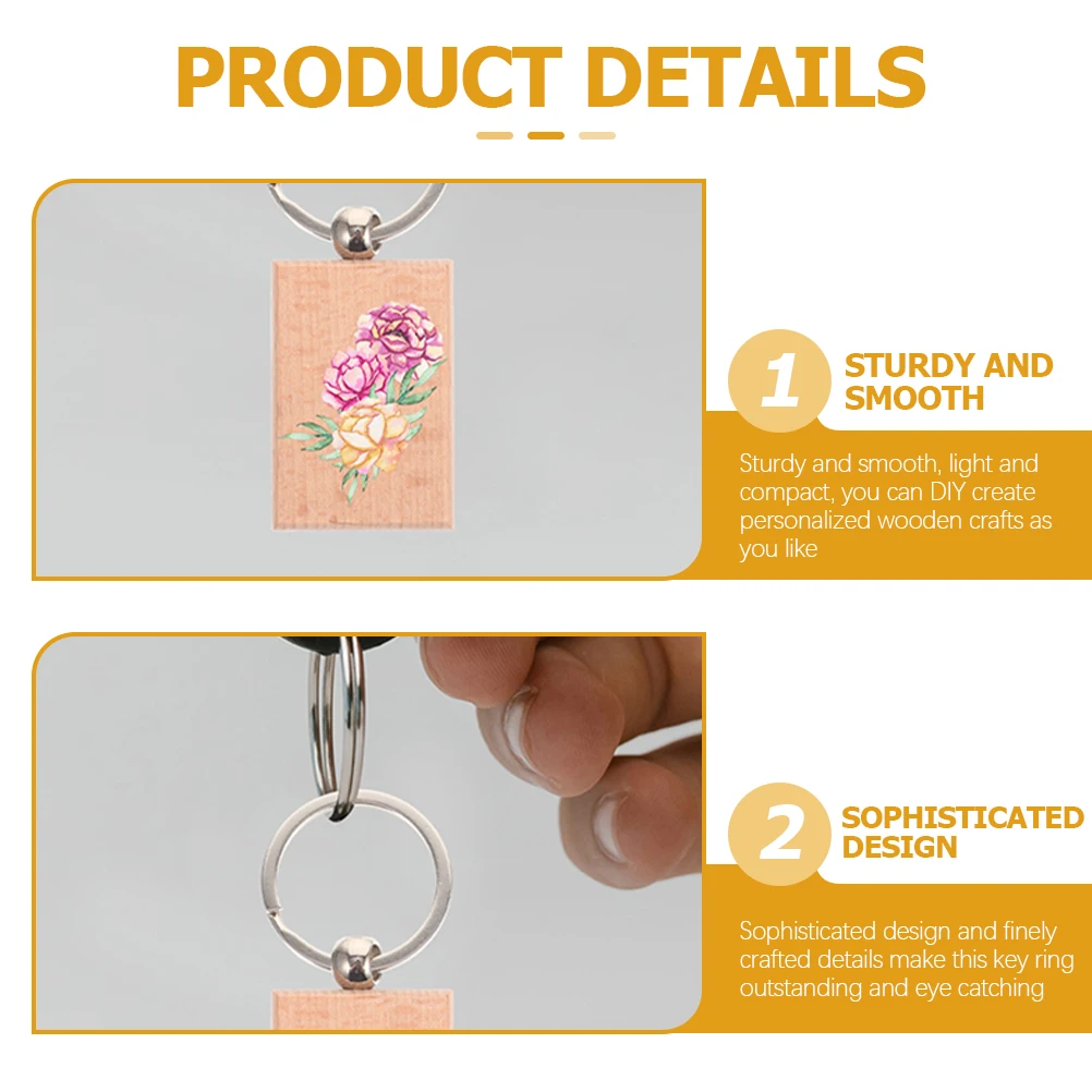 

12 Pcs Wooden Keychain Engraving Chains for Craft Label Creative Blanks Alloy Name Tag