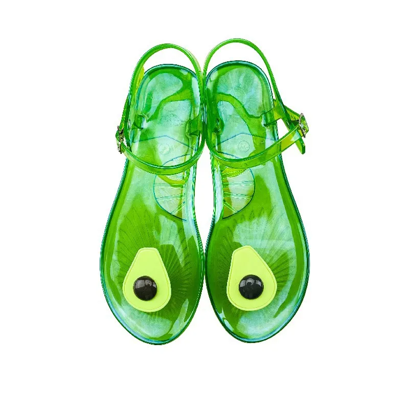 Candy Color Jelly Shoes Women Summer Flats Plastic Sandals Flip Flops Fruit Shoes 2022 New Transparent Casual Summer Sandal